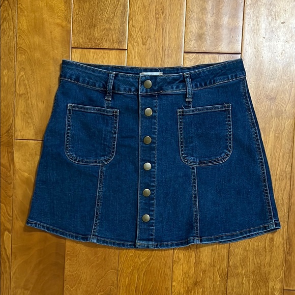 Altar'd State Dresses & Skirts - Altar'd State Button Front A-Line Denim Mini Skirt Size S Nautical Casual